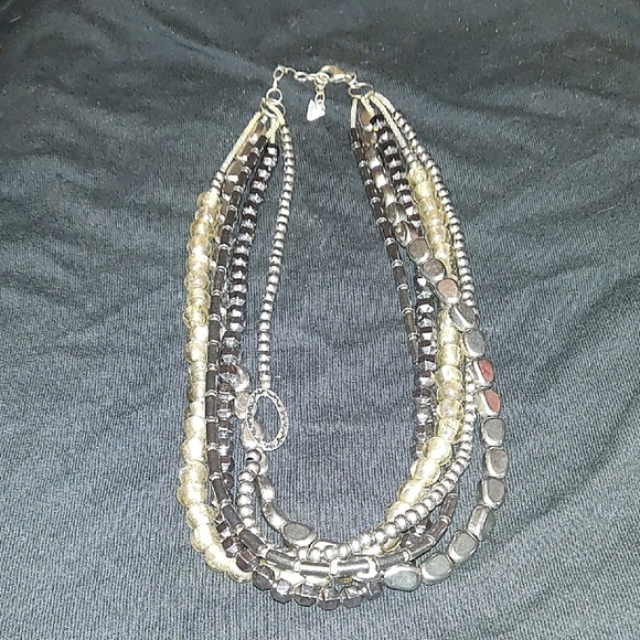 Silpada sterling Silver Hematite Glass Bead Multi Strand Necklace - Picture 1 of 4